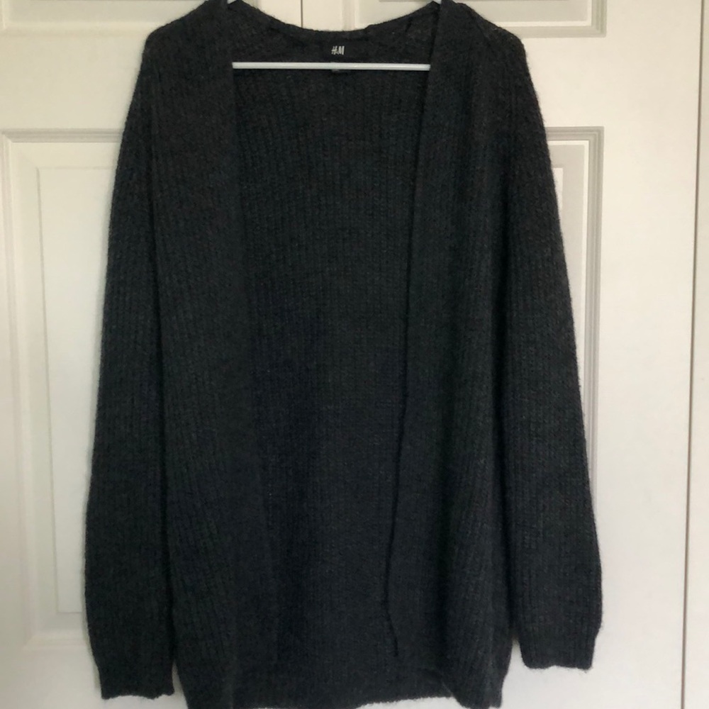 Charcoal Gray Long Knit Cardigan